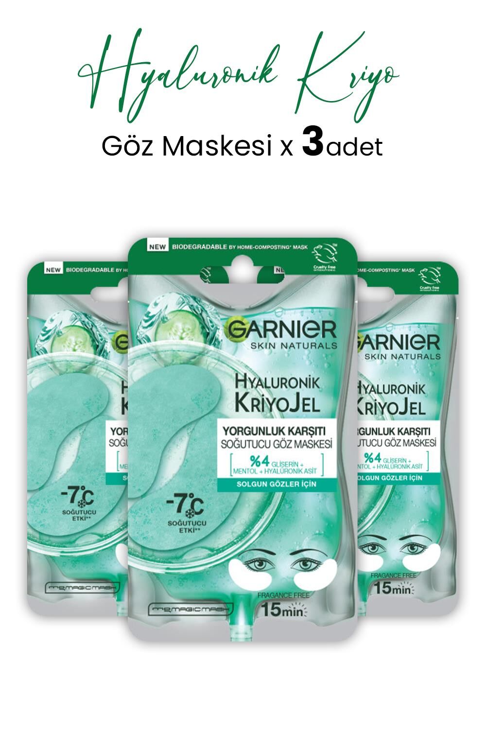 Garnier Soğutucu Göz Maskesi Hyaluronik Kriyo Jel 5 gr x 3 Adet