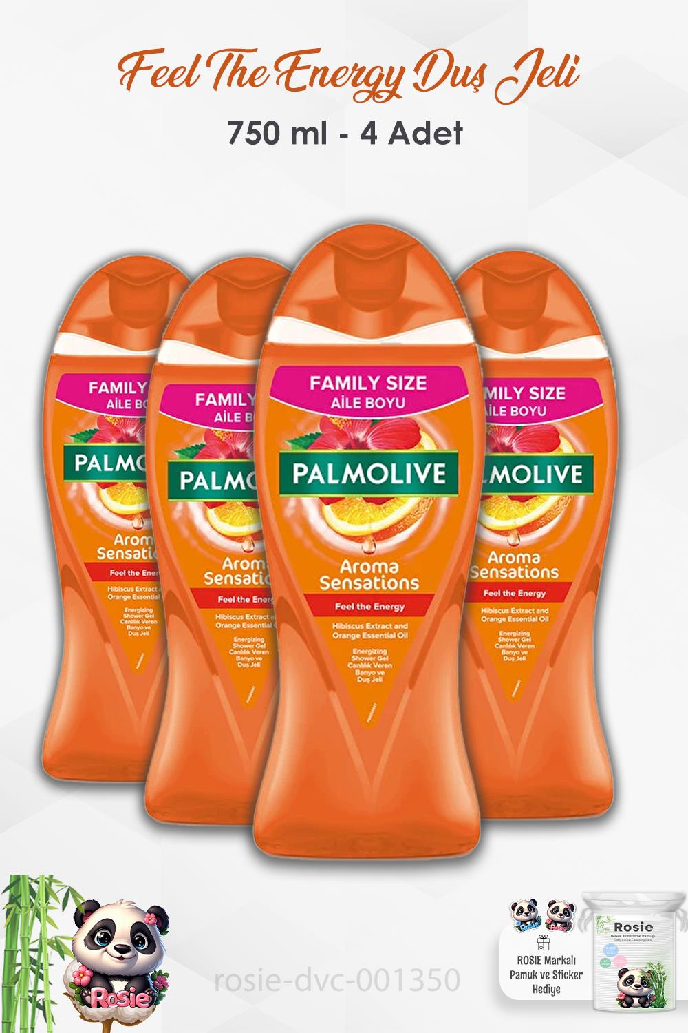 4'lü Set Palmolive Duş Jeli Feel The Energy 750 ml ve ROSIE