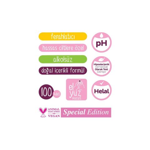 Sleepy Floral 7 Paket Kişisel Bakım Havlusu 100'lü ve Rosie