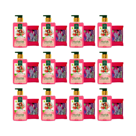 Eyüp Sabri Tuncer Çilek Aromalı Mutfak Sabunu 500 ml + Magic Sünger x 12 Adet