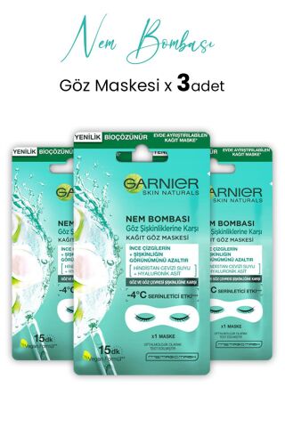Garnier Kağıt Göz Maskesi Nem Bombası Hindistan Cevizi 6 gr x 3 Adet