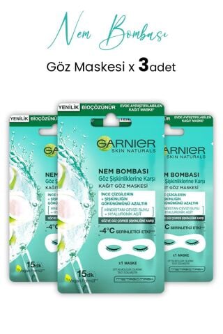 Garnier Kağıt Göz Maskesi Nem Bombası Hindistan Cevizi 6 gr x 3 Adet