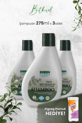 Green Clean Şampuan Spearmint 275 ml x 3 Adet ve Hediyeli