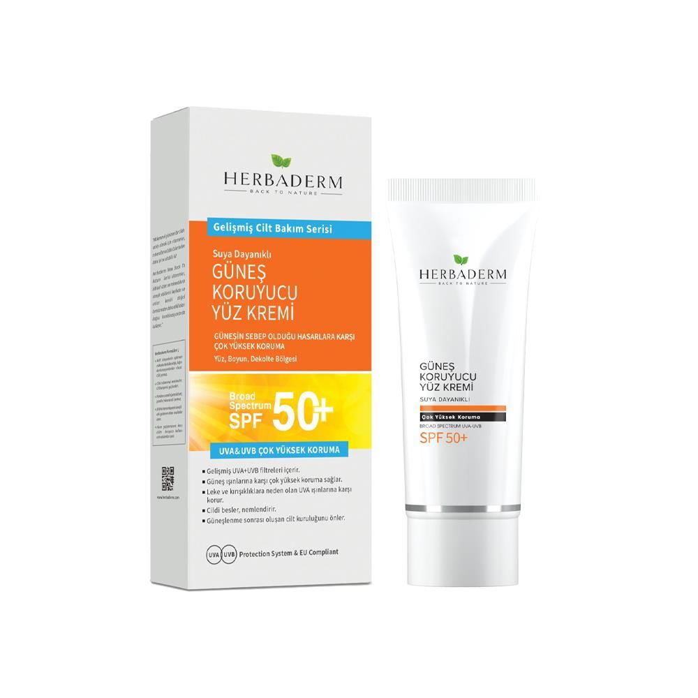 Herbaderm Güneş Koruyucu Yüz Kremi Suya Dayanıklı 50 SPF 75 ml