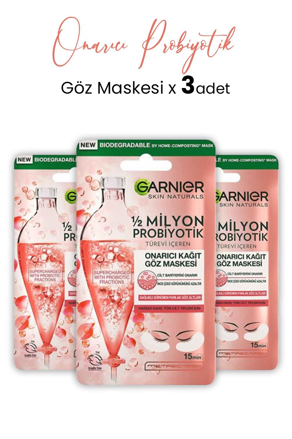 Garnier Kağıt Göz Maskesi Onarıcı Probiyotik 6 gr x 3 Adet