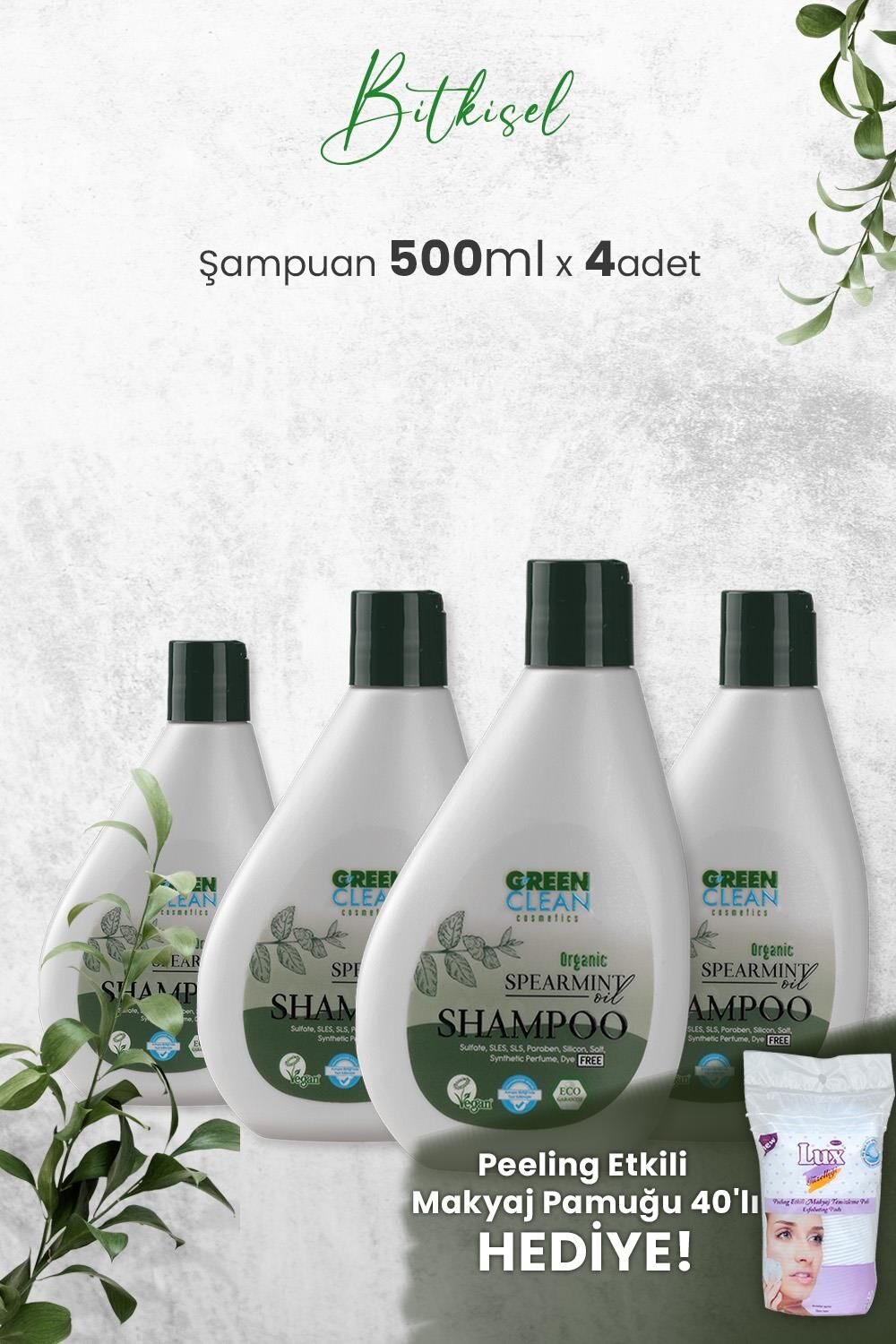 Green Clean Şampuan Spearmint 275 ml x 4 Adet ve Hediyeli