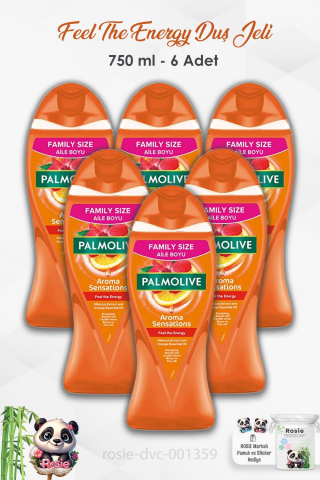 6'lı  Set Palmolive Duş Jeli Feel The Energy 750 ml ve ROSIE