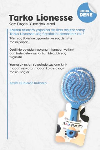 Tarko Lionesse Saç Fırçası Yuvarlak Mavi