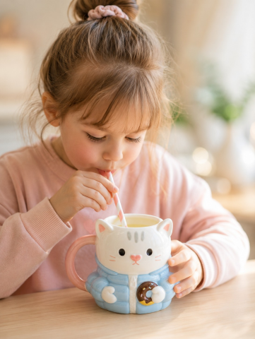 Ceketli Kedi Figürlü Kupa, El Yapımı, Kahve Kupası, Mug, 400 ml
