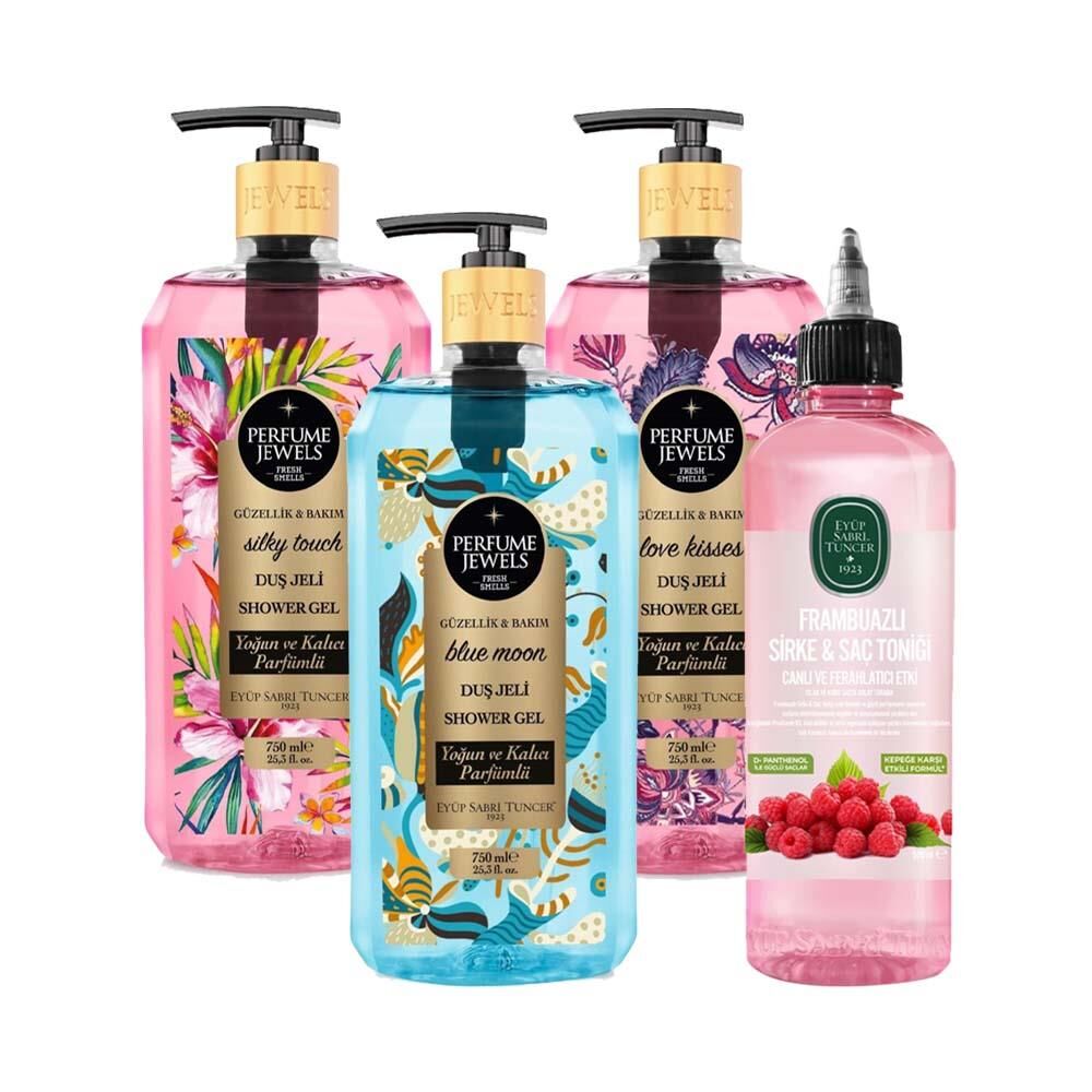 Eyüp Sabri Tuncer Eyüp Sabri Tuncer Blue Moon, Silky Touch, Love Kisses Duş Jeli 750 ml Ve Frambuazlı Sirkeli Saç Toniği 500 ml