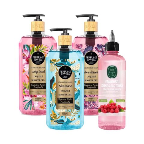 Eyüp Sabri Tuncer Eyüp Sabri Tuncer Blue Moon, Silky Touch, Love Kisses Duş Jeli 750 ml Ve Frambuazlı Sirkeli Saç Toniği 500 ml