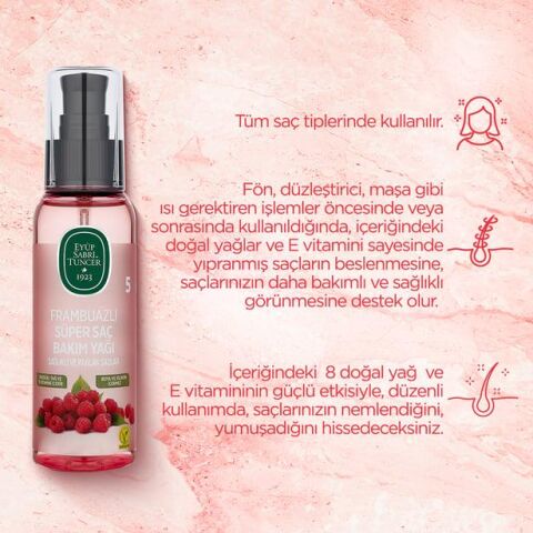3 Adet Eyüp Sabri Tuncer Frambuazlı Süper Saç Bakım Yağı 100 ml ve ROSIE Pamuk