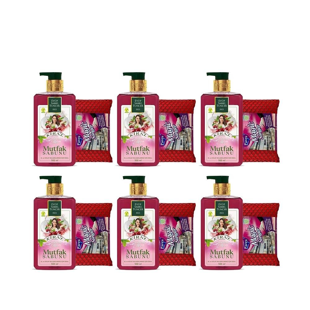 Eyüp Sabri Tuncer Mutfak Sabunu Kiraz 500 ml + Magic Sünger x 6 Adet