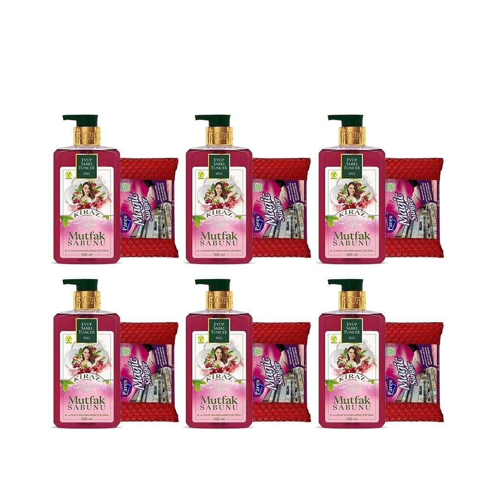 Eyüp Sabri Tuncer Mutfak Sabunu Kiraz 500 ml + Magic Sünger x 6 Adet