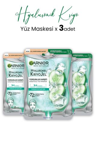Garnier Soğutucu Yüz Maskesi Hyaluronik Kriyo Jel 27 gr x 3 Adet