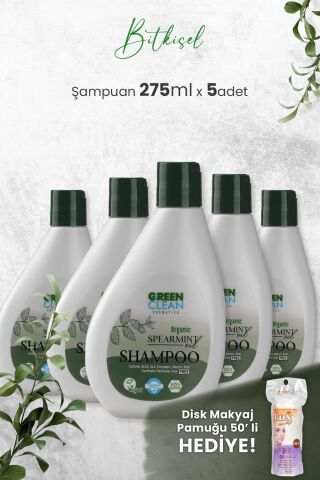 Green Clean Şampuan Spearmint 275 ml x 5 Adet ve Hediyeli