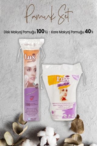 Lux Disk Makyaj Pamuğu 100'lü ve Disk Kare Makyaj Pamuğu 40' lı