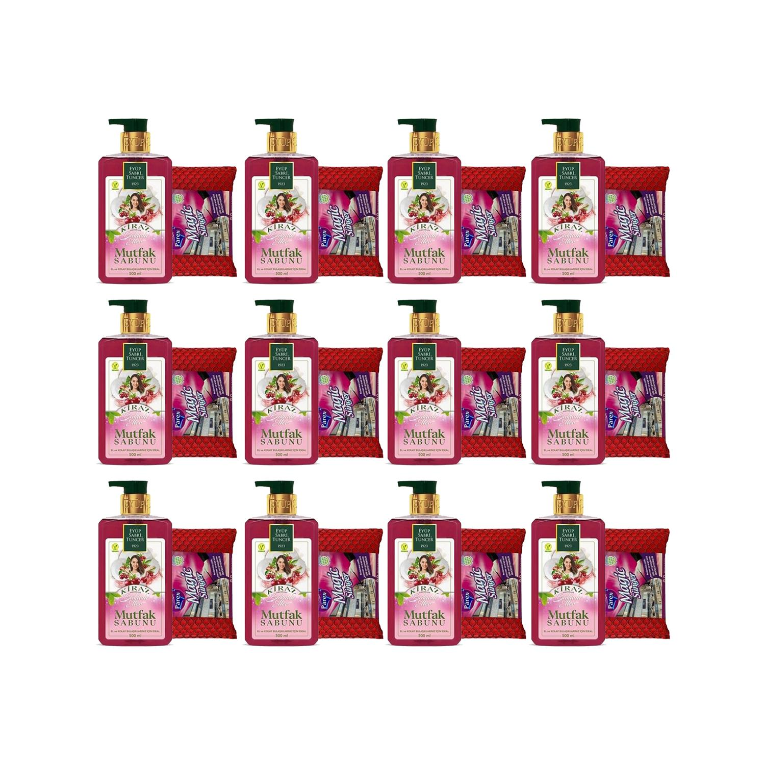 Eyüp Sabri Tuncer Mutfak Sabunu Kiraz 500 ml + Magic Sünger x 12 Adet