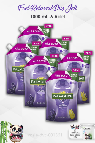 6'lı Set Palmolive Aroma Sensations Feel Relaxed Duş Jeli 1000 ml ve ROSIE
