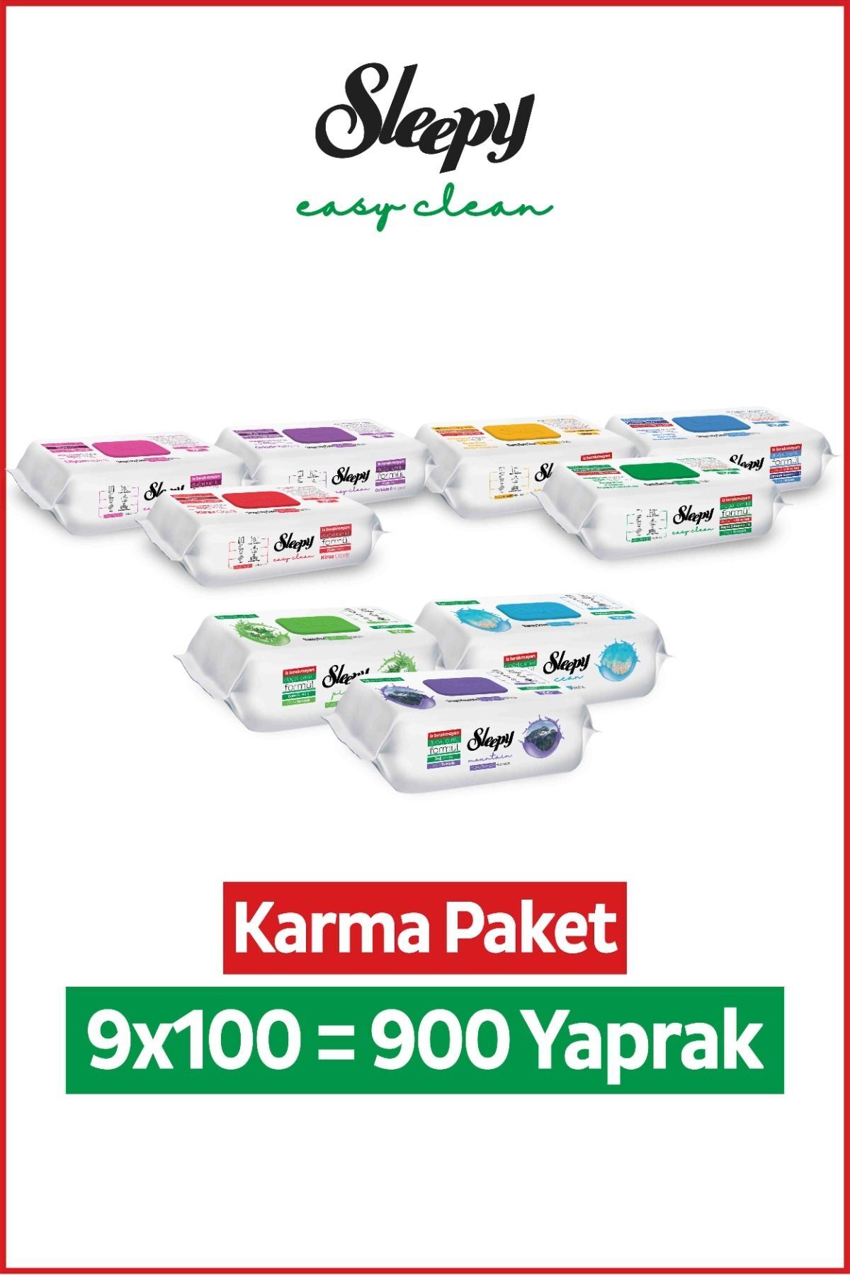 Sleepy Easy Clean Yüzey Temizlik Havlusu & Mendili 9x100 Karma Paket