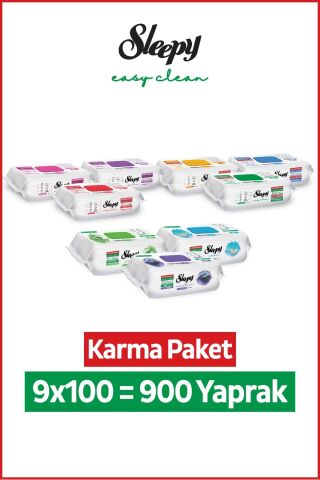 Sleepy Easy Clean Yüzey Temizlik Havlusu & Mendili 9x100 Karma Paket