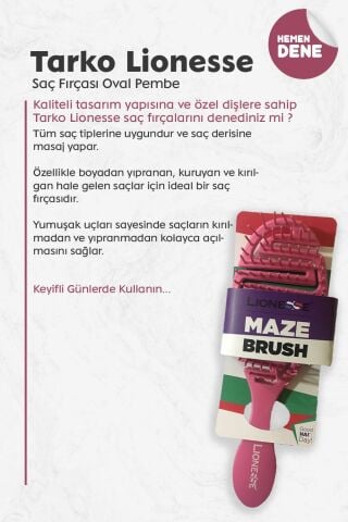 Tarko Lionesse Saç Fırçası Oval Pembe
