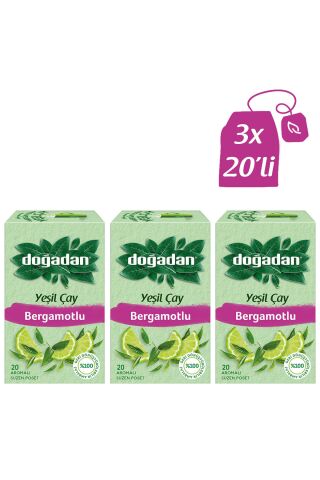 Doğadan Yeşil Çay Bergamot Aromalı 20'Li x 3