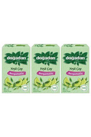 Doğadan Yeşil Çay Bergamot Aromalı 20'Li x 3