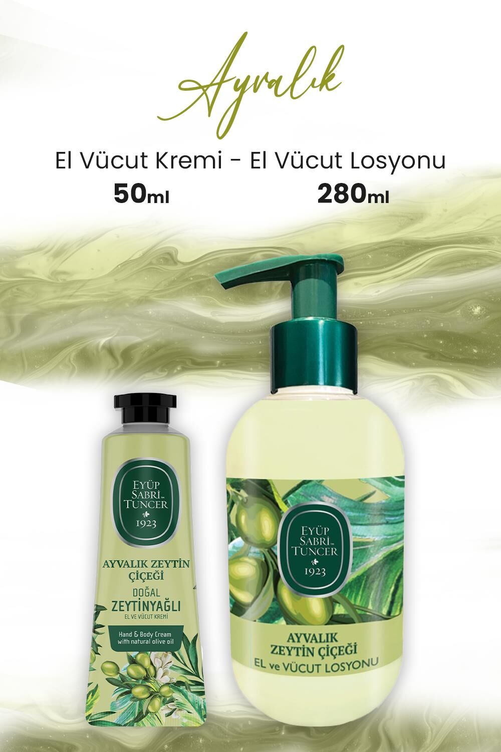 Eyüp Sabri Tuncer Ayvalık Zeytin Vücut Losyonu 280 ml ve El Vücut Kremi 50 ml