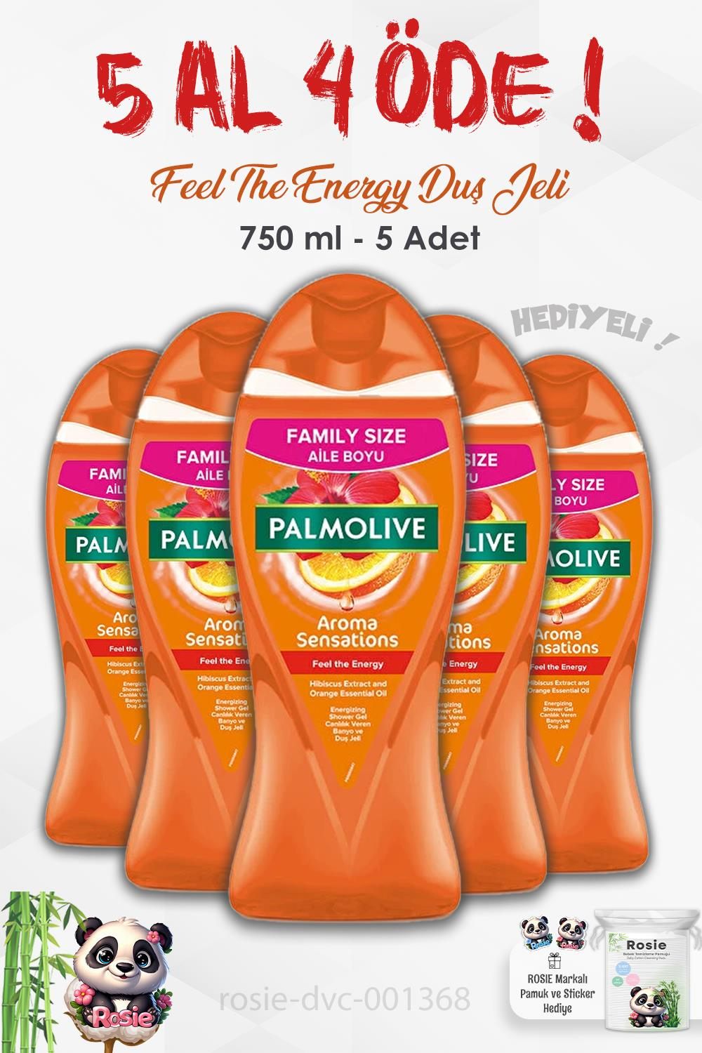 Palmolive 5 AL 4 ÖDE Duş Jeli Feel The Energy 750 ml ve ROSIE
