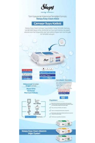 Sleepy Easy Clean Yüzey Temizlik Havlusu 100 lü 5 Paket (500 YAPRAK) PAMUK HEDİYE