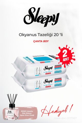 Sleepy 2 adet Çanta Boy Okyanus Tazeliği 20'li ve ROSIE oda kokusu