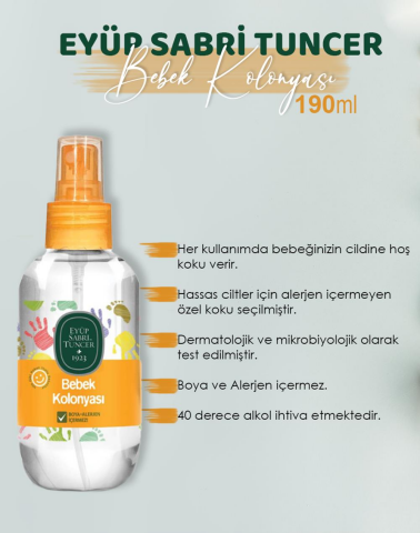 3'lü Eyüp Sabri Tuncer Bebek Kolonyası 190 ml ve ROSIE Bebek Temizleme Pamuğu