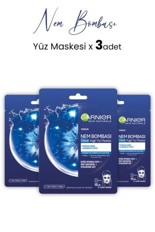 Garnier Kağıt Yüz Maskesi Nem Bombası Gece 28 gr x 3 Adet