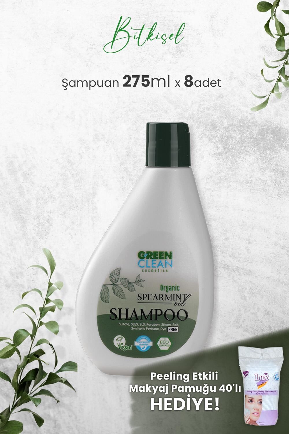 Green Clean Şampuan Spearmint 275 ml x 8 Adet ve Hediyeli