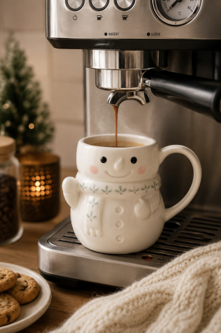 Kardan Adam Figürlü Seramik Kupa, Çay ve Kahve için Bardak 490 ml