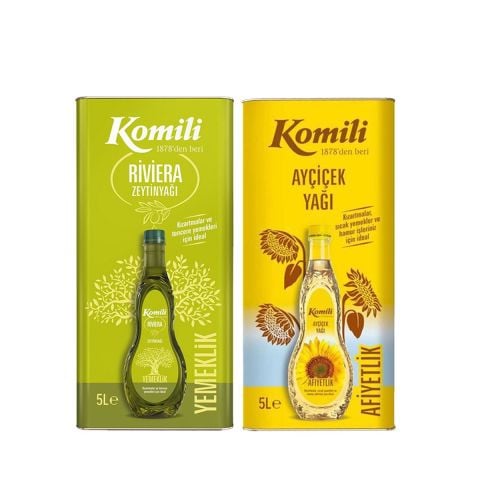 Komili Ayçiçek Yağı ve Riviera Zeytinyağı 10 Litre