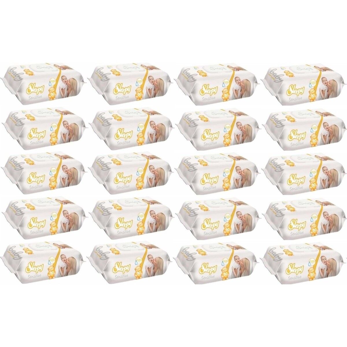 Sleepy Islak Havlu Mendil 90 Yaprak 20 Li Set Sensitive Plastik Kapaklı