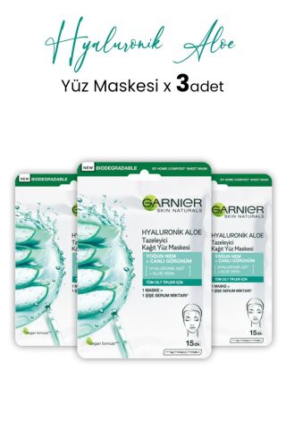 Garnier Kağıt Yüz Maskesi Tazeleyici Hyaluronik Aloe 28 gr x 3 Adet