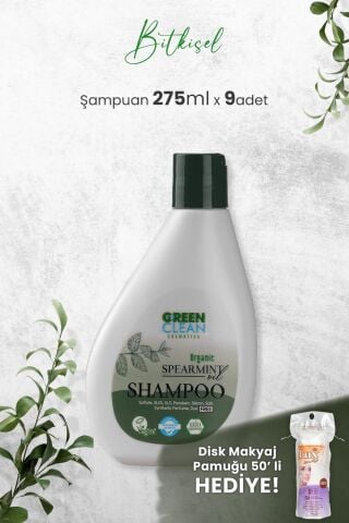Green Clean Şampuan Spearmint 275 ml x 9 Adet ve Hediyeli