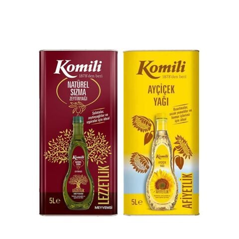 Komili Ayçiçek Yağı ve Sızma Zeytinyağı 10 lt Teneke