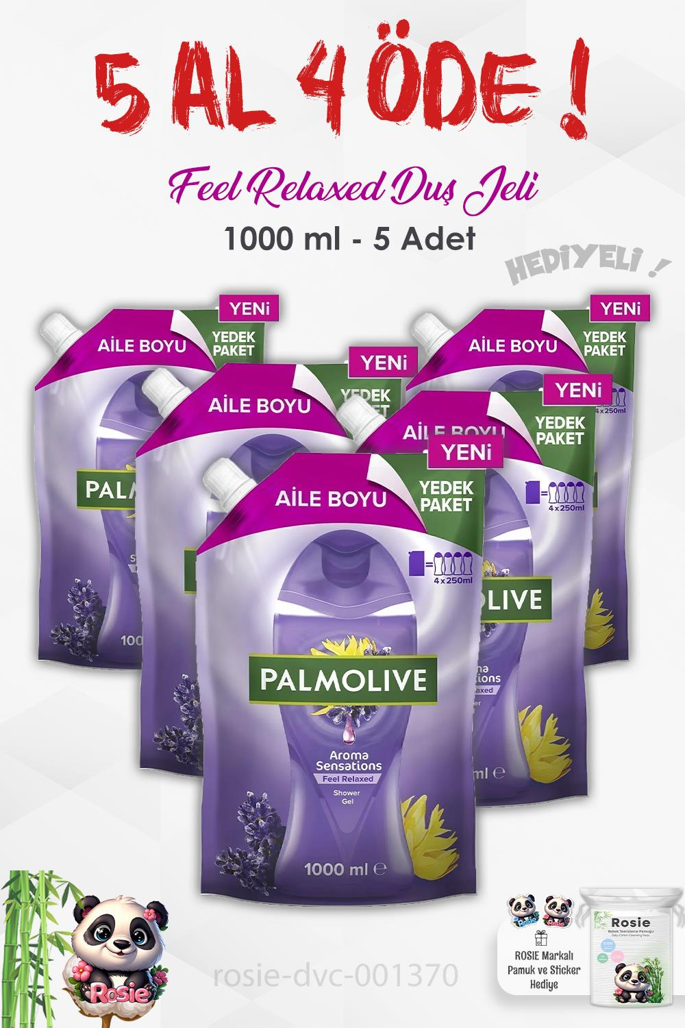 Palmolive  5 AL 4 ÖDE Aroma Sensations Feel Relaxed Duş Jeli 1000 ml ve ROSIE