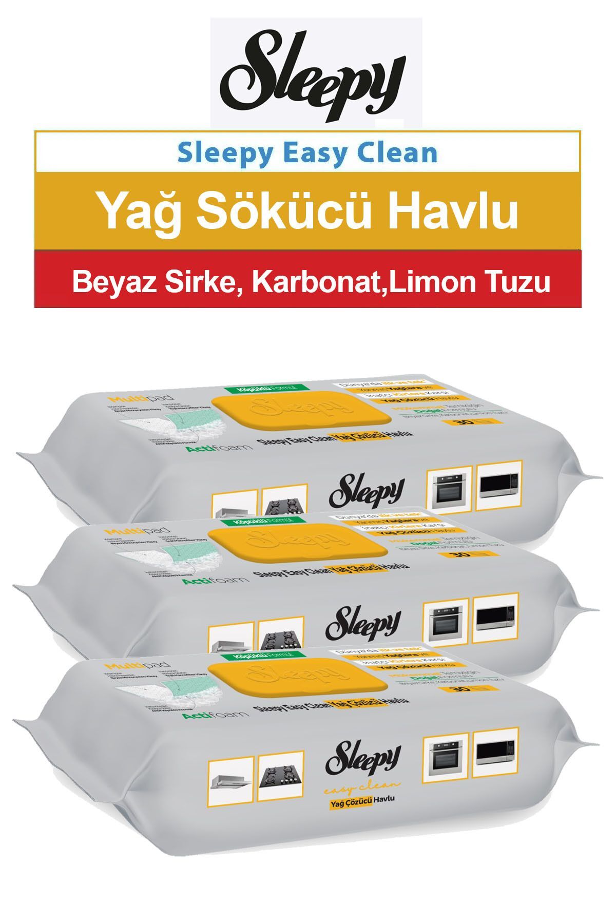 Sleepy Easy Clean Yağ Çöüzücü Havlu 30'lu 3 Paket