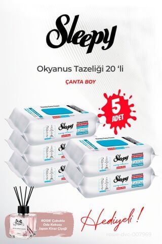 Sleepy Çanta Boy (5 paket x 20 yaprak) Okyanus Tazeliği ve ROSIE oda kokusu