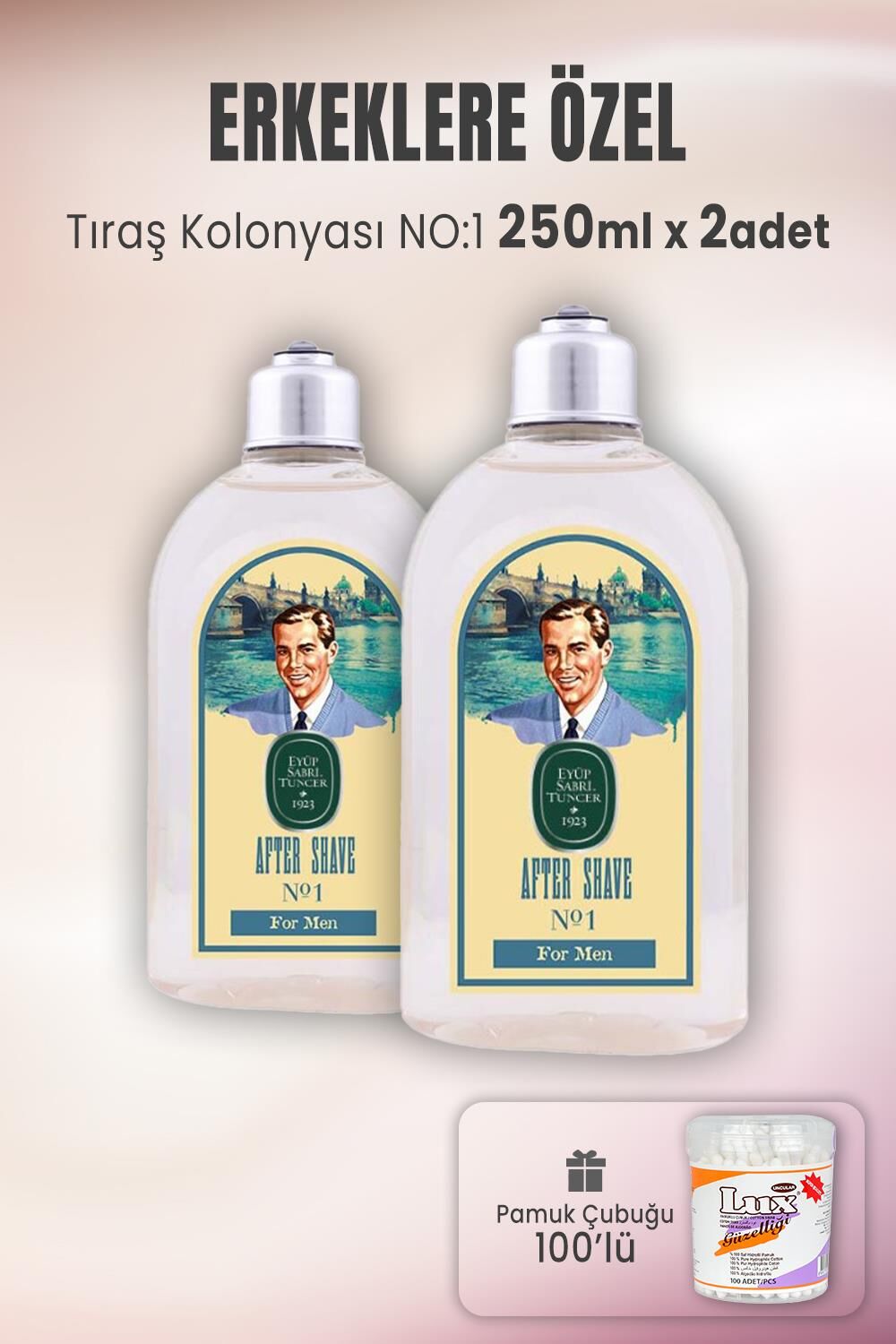Eyüp Sabri Tuncer Tıraş Kolonyası No:1 x 2 Adet ve Pamuk Çubuğu 100' lü