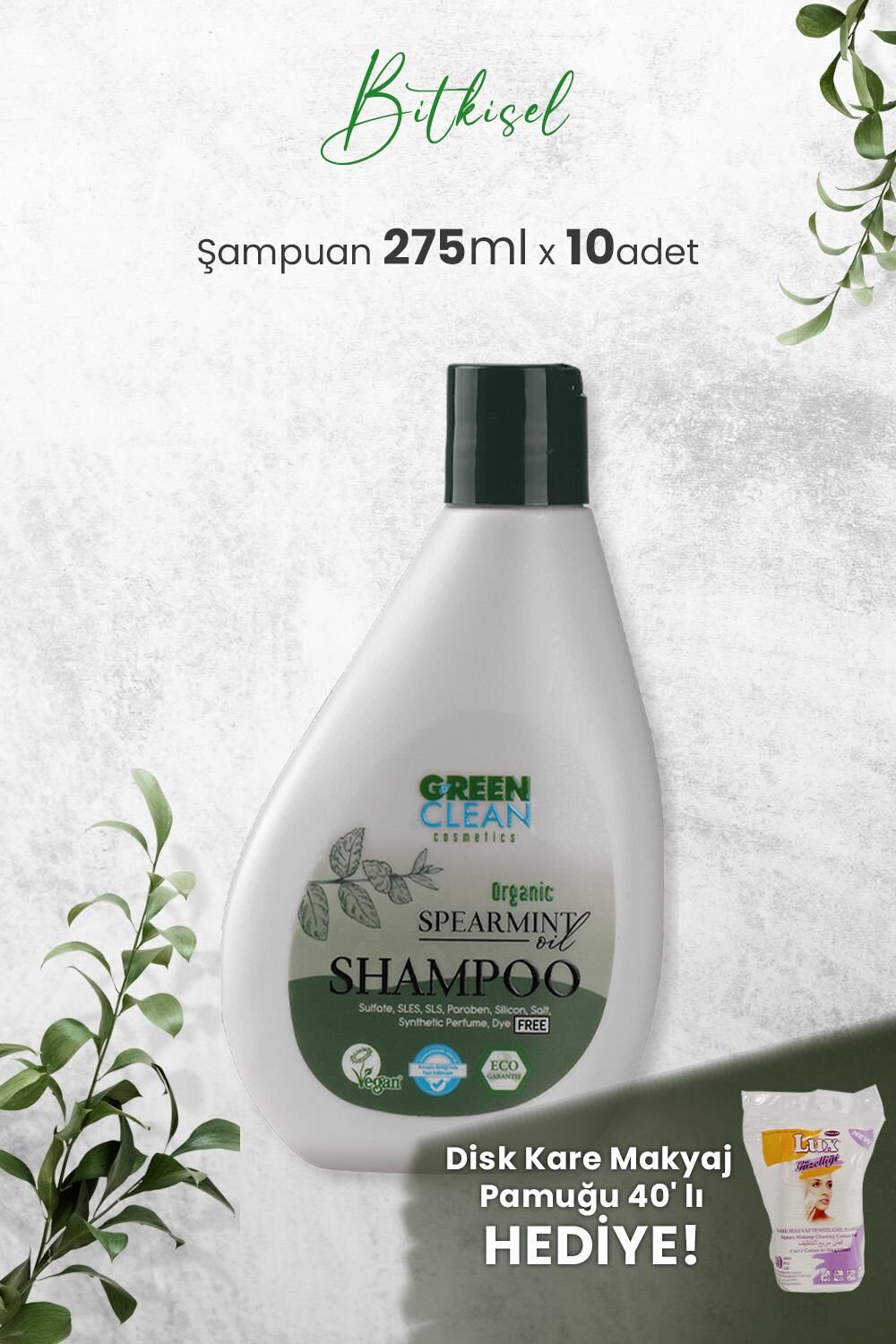 Green Clean Şampuan Spearmint 275 ml x 10 Adet ve Hediyeli