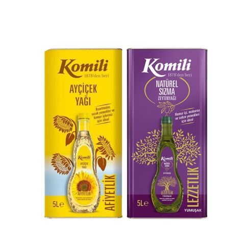 Komili Ayçiçek Yağı ve Ege Sızması Zeytinyağı 10 Litre