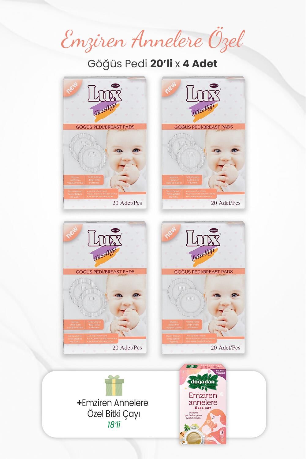 Lux 4'lü Göğüs Pedi ve Emziren Annelere Özel Bitki Çayı