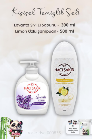 Hacı Şakir Lavanta Dinlendirici Sıvı Sabun 300 ml, Limonlu Şampuan 500 ml ve ROSIE
