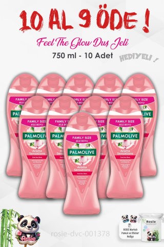Palmolive 10 AL 9 ÖDE Aroma Sensations Feel the Glow Duş Jeli 750 ml ve ROSIE